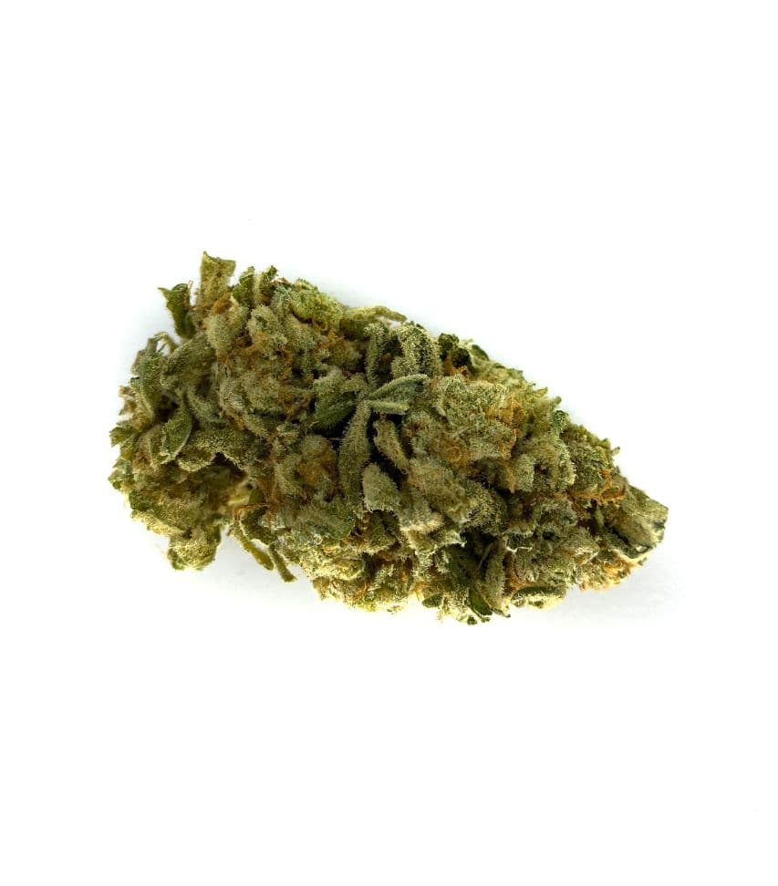 Close-up of Blue Dream cannabis flower buds with vibrant green tones and crystalline trichomes