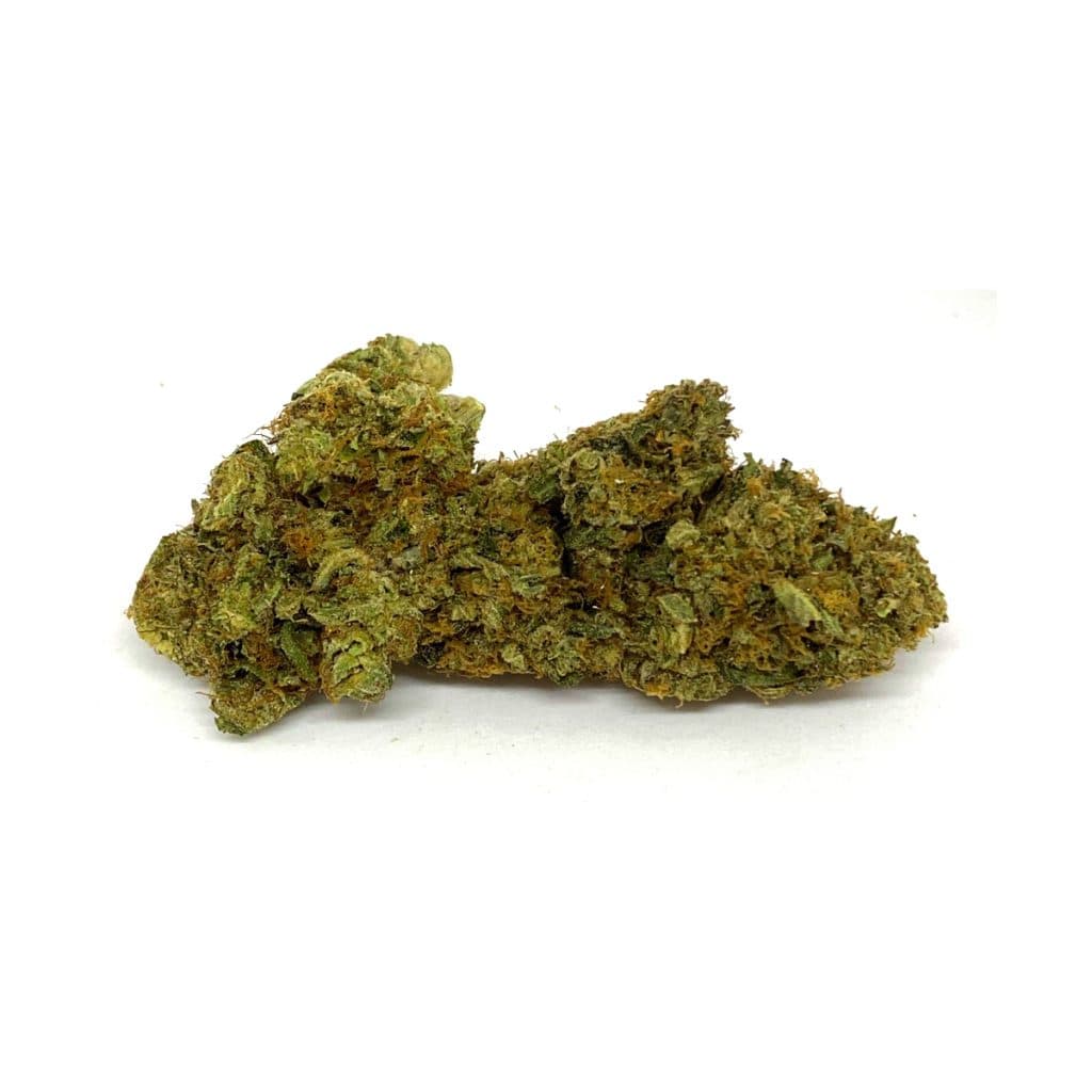 Blue Dream recreational cannabis flower buds close-up showcasing dense trichome-rich strain