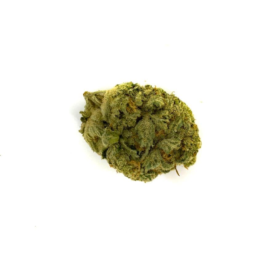 Blue Dream cannabis flower buds with vibrant green and purple hues, showcasing dense trichome-covered skunk and gorilla