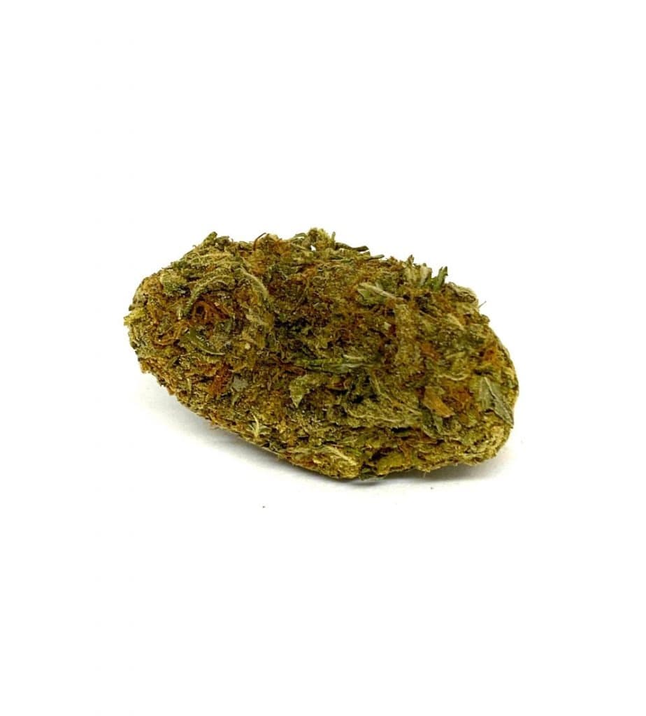 Blue Dream recreational cannabis flower, dense green buds with crystalline trichomes, sativa strain