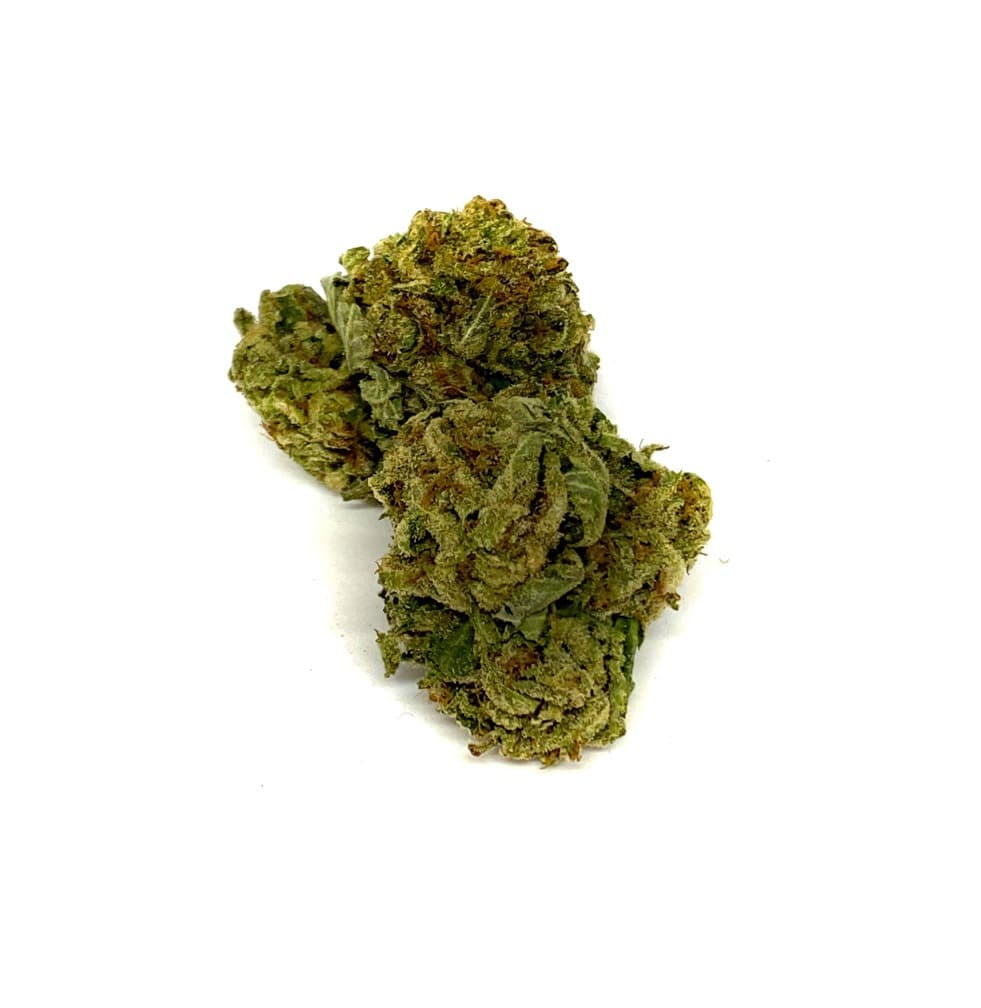 Purple Kush indica cannabis flower buds with deep violet hues and platinum trichome coverage for recreational use