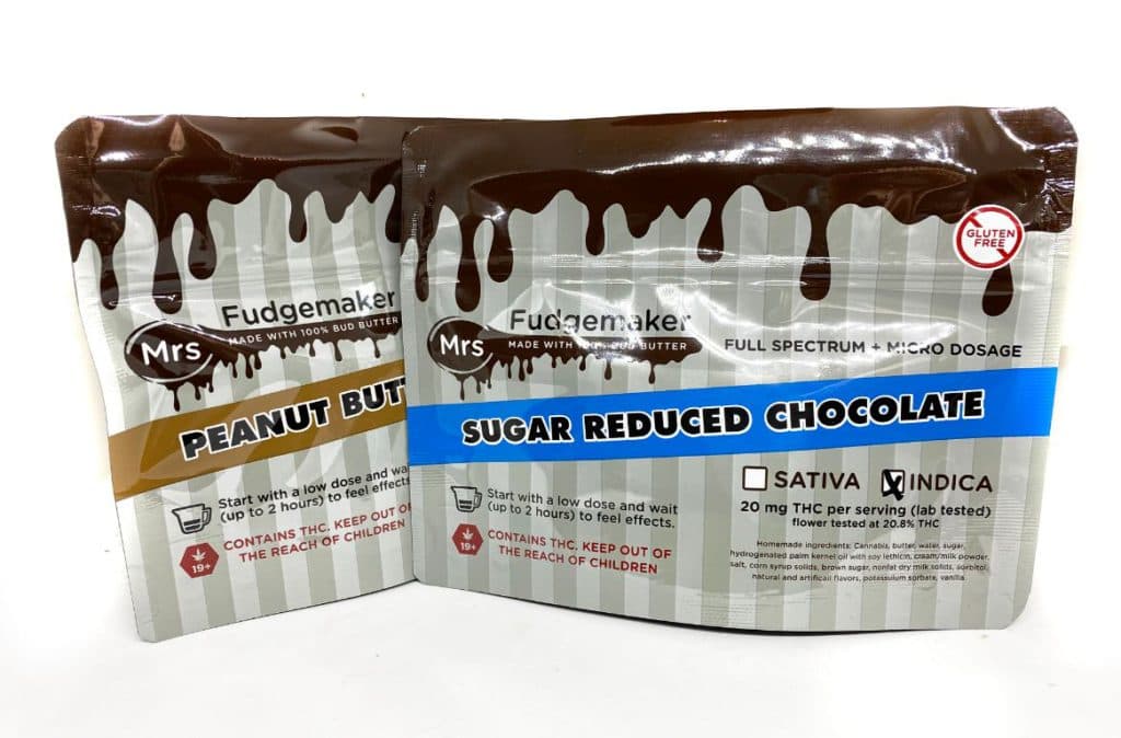 Rich THC infused fudge squares with a dense chocolatey texture, perfect cannabis edible treat