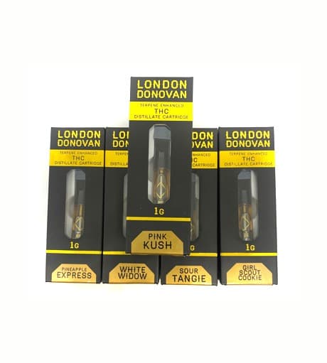 THC distillate vape cartridge with terpene enhancement, sleek cylindrical design for vaporizer use