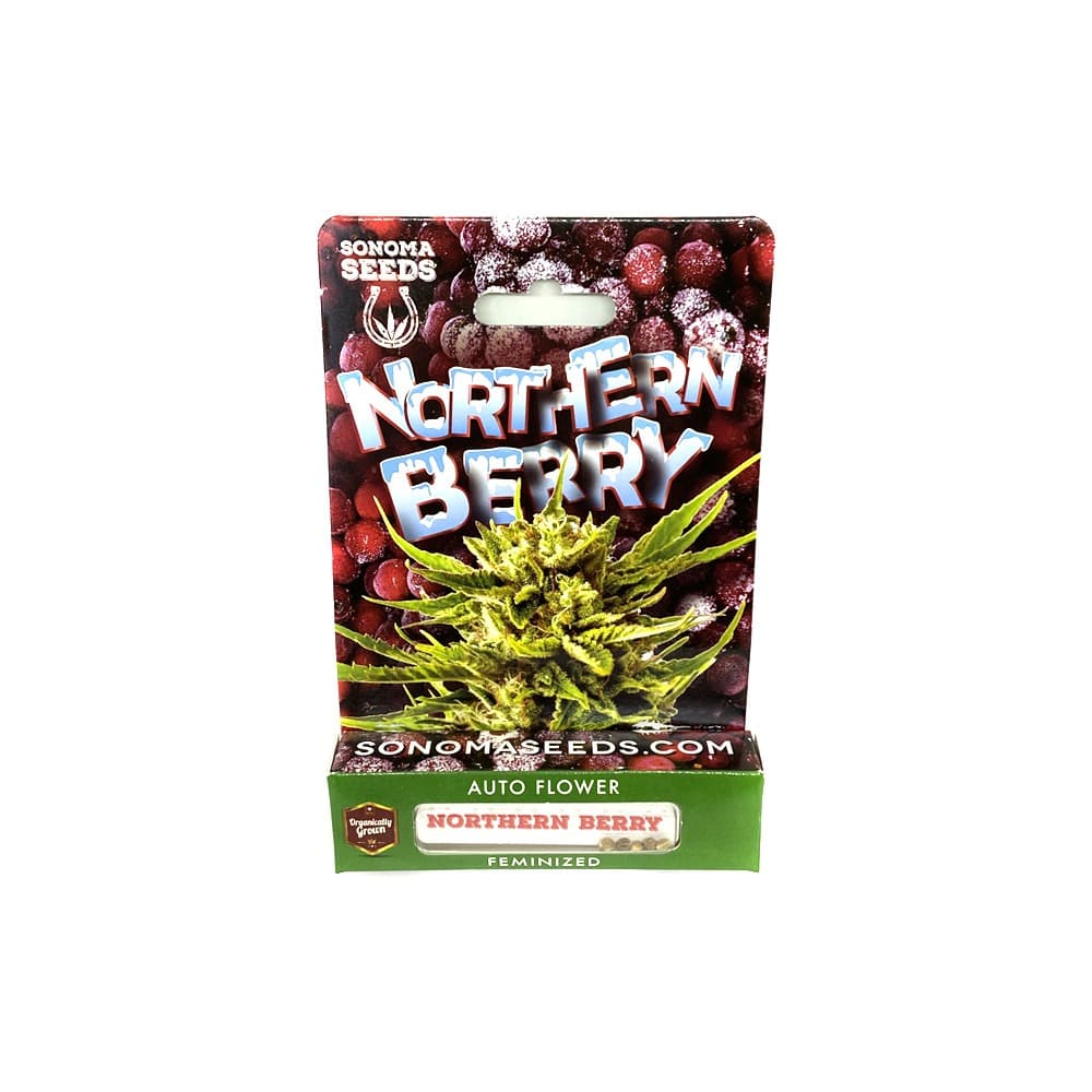 Bubblegum Seeds packet from Northern Berry company featuring cannabis seed product branding