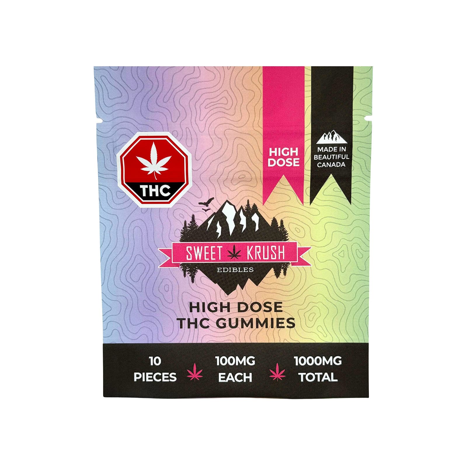 Sweet Krush 400mg THC gummies colorful assorted fruit flavored cannabis edibles