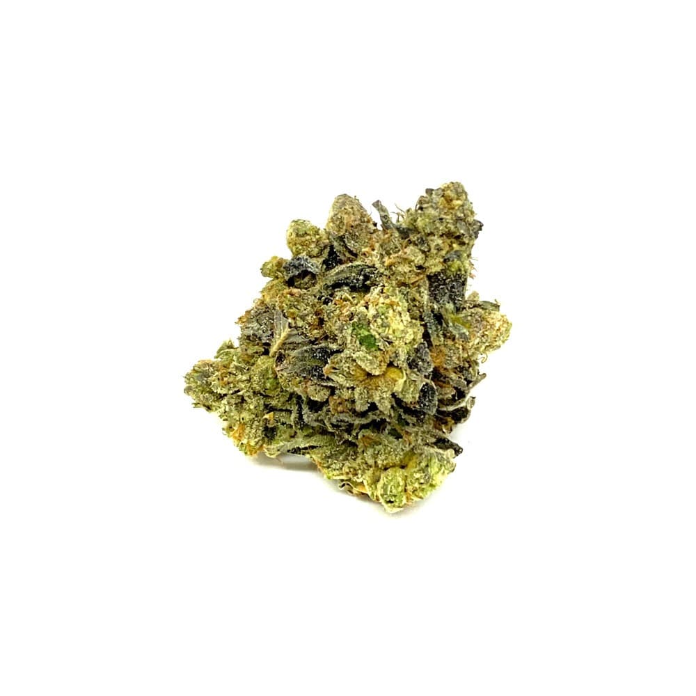 Pink Kush premium CBD flower close up of dense pink hued cannabis buds with frosty trichomes