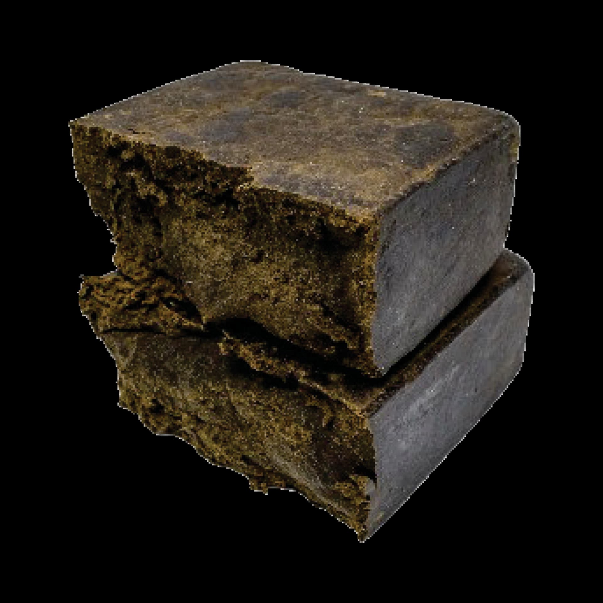 Dark pressed cannabis hash block with rich brown texture, Devils Reject Hash marijuana concentrate