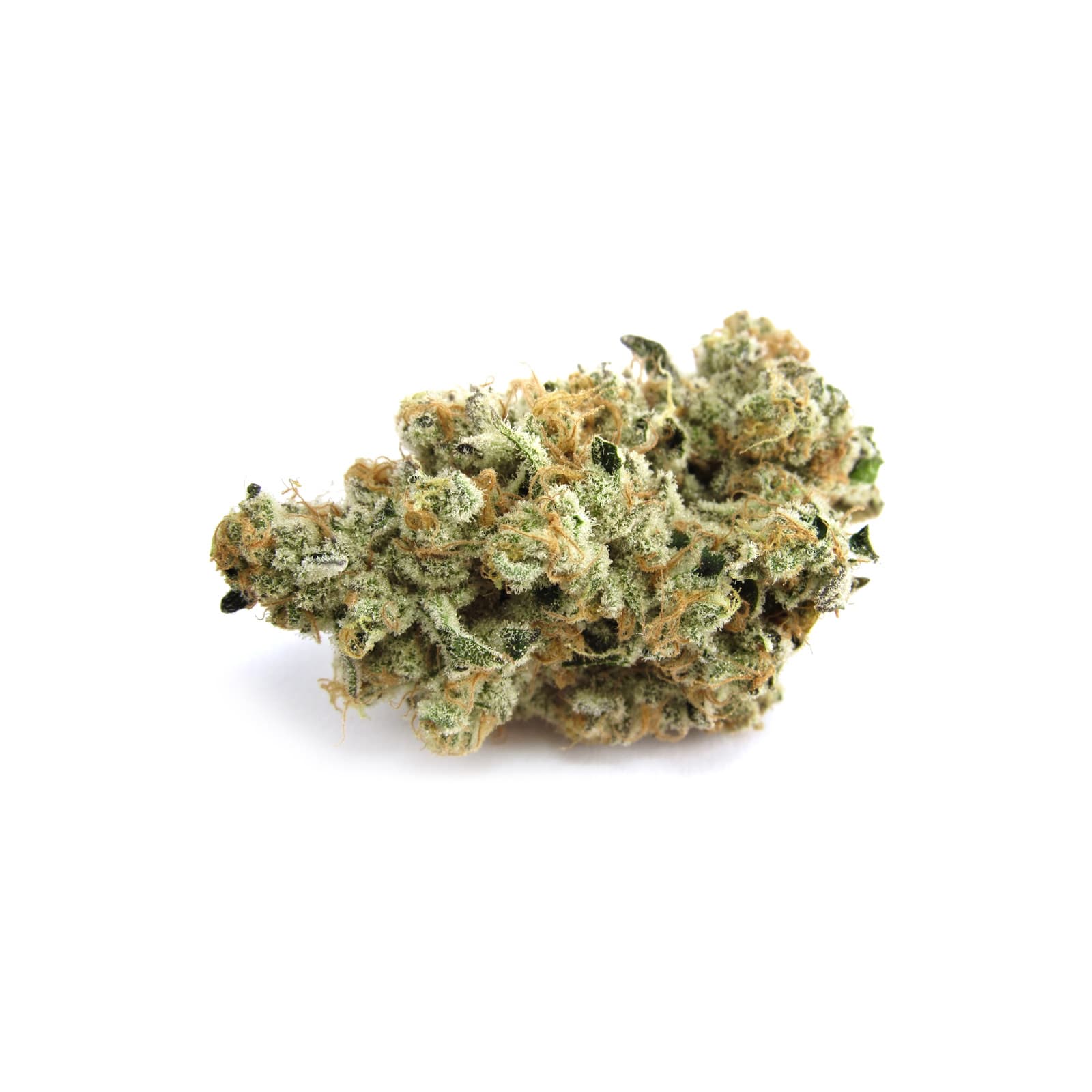 Platinum Kush Breath cannabis flower buds with frosty trichomes and deep green hues