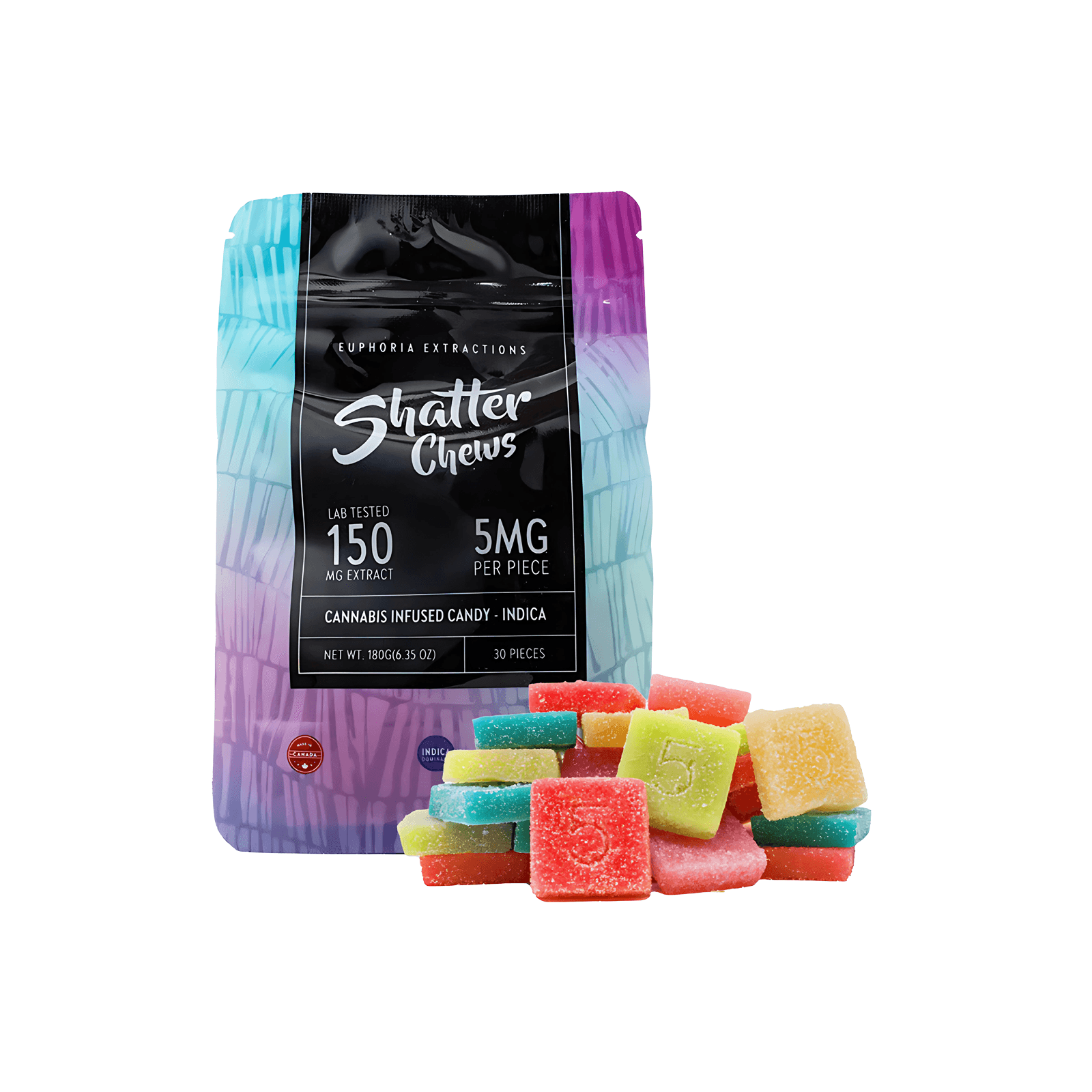 Shatter Chews Sativa cannabis gummies edible candy package