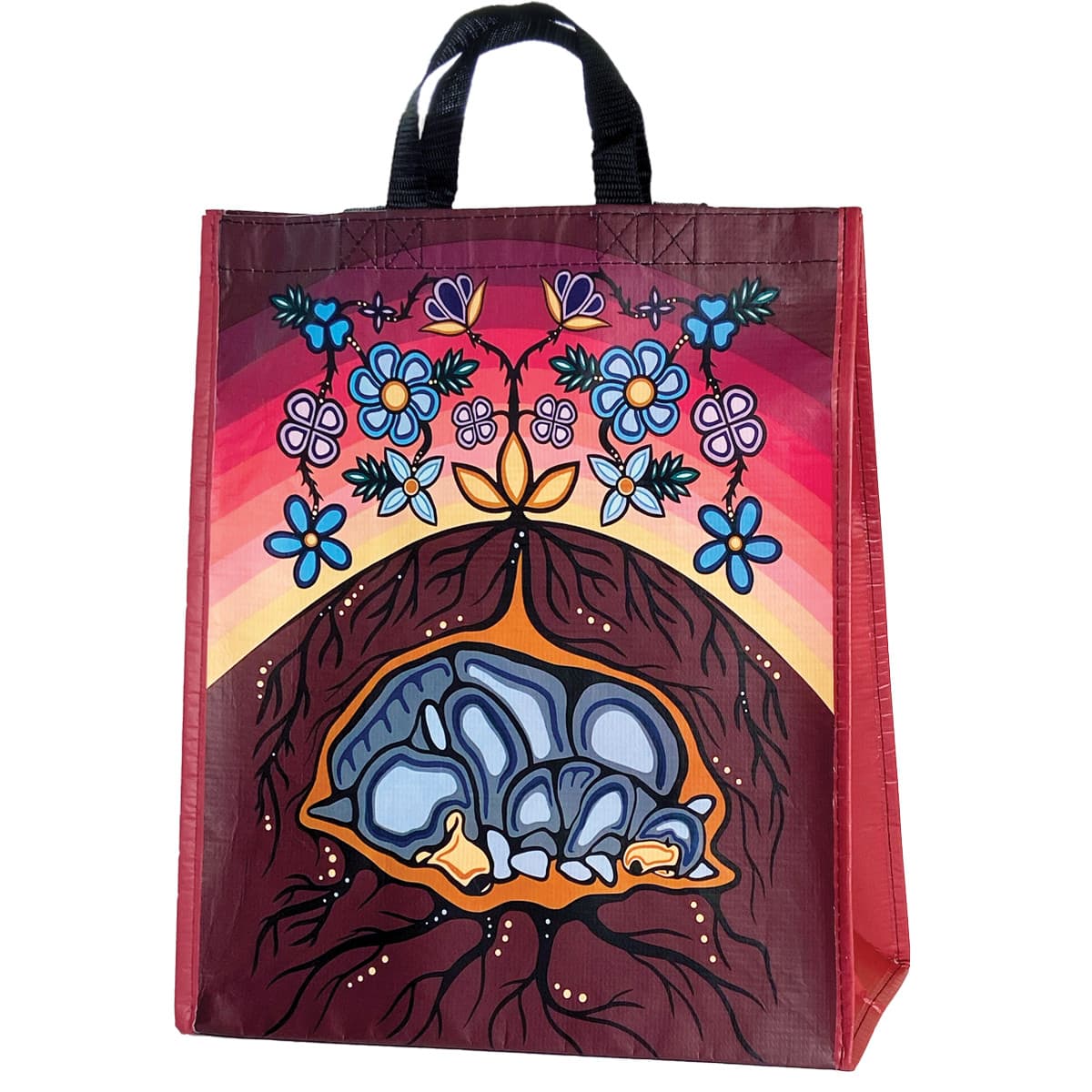 Large eco-friendly recycled tote bag featuring a sleeping bears pattern design