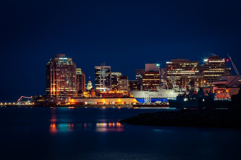 Halifax Weed cannabis product with Halifax waterfront skyline backdrop at night