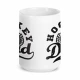 White ceramic 15oz hockey dad mug side view