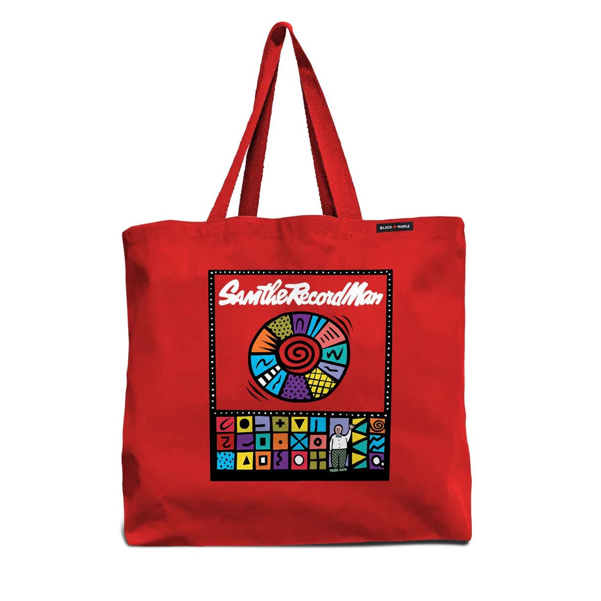 Vintage 90s Sam the Record Man tote bag with retro logo design
