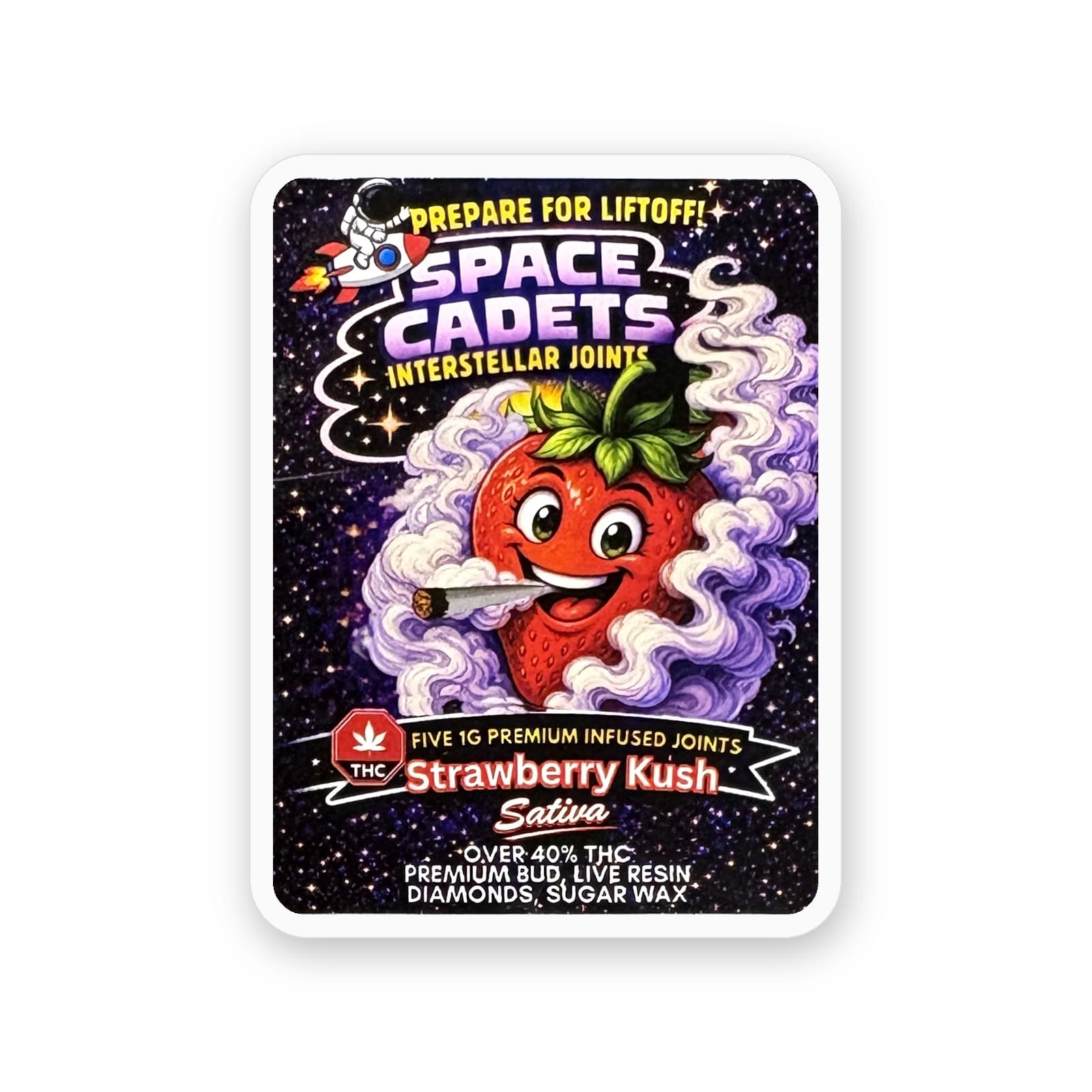 Strawberry Kush — Space Cadets Interstellar Joints, 5 x 1g infused joints