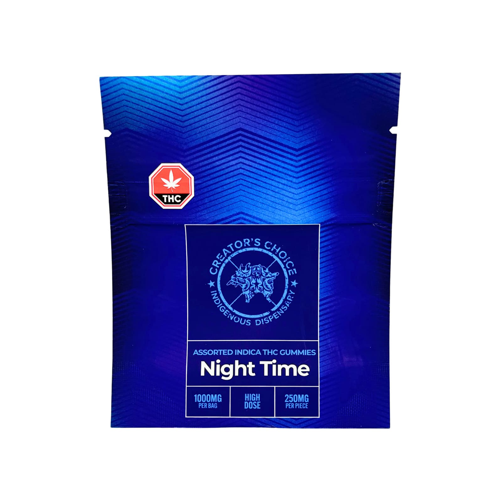 Assorted THC nighttime gummies 100mg in various colors for pain relief and sleep support