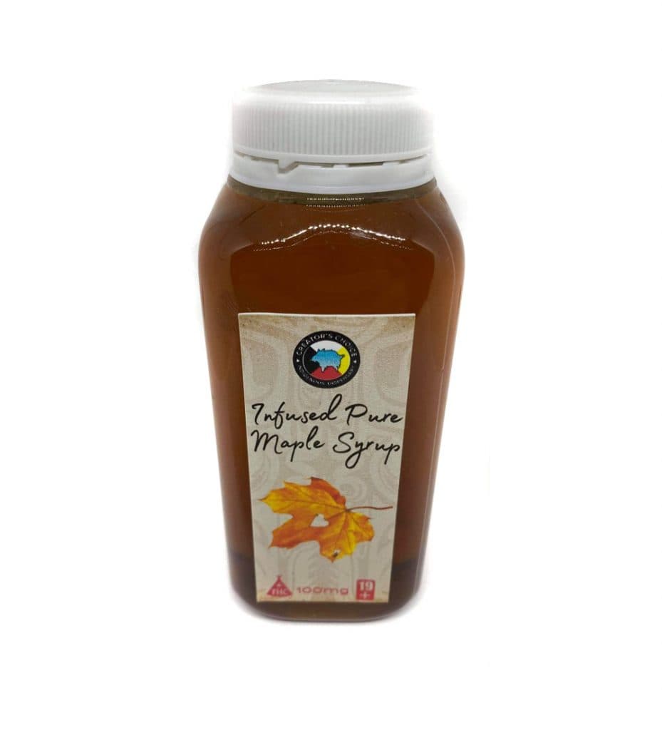 Infused pure maple syrup bottle with pancake mix THC cannabis edible product 137mg