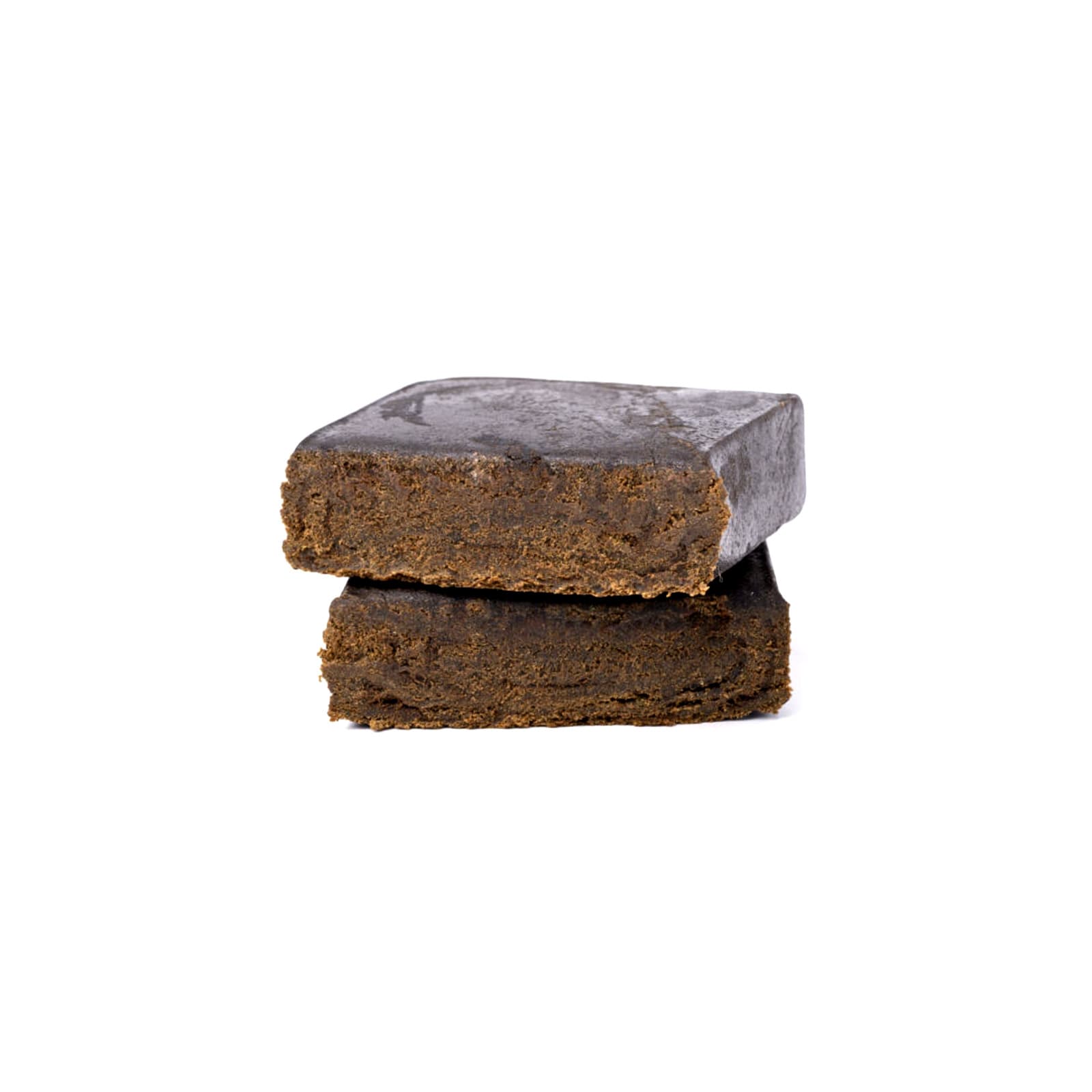 Dark black Mercedes hash concentrate block showing rich texture and premium quality cannabis extract