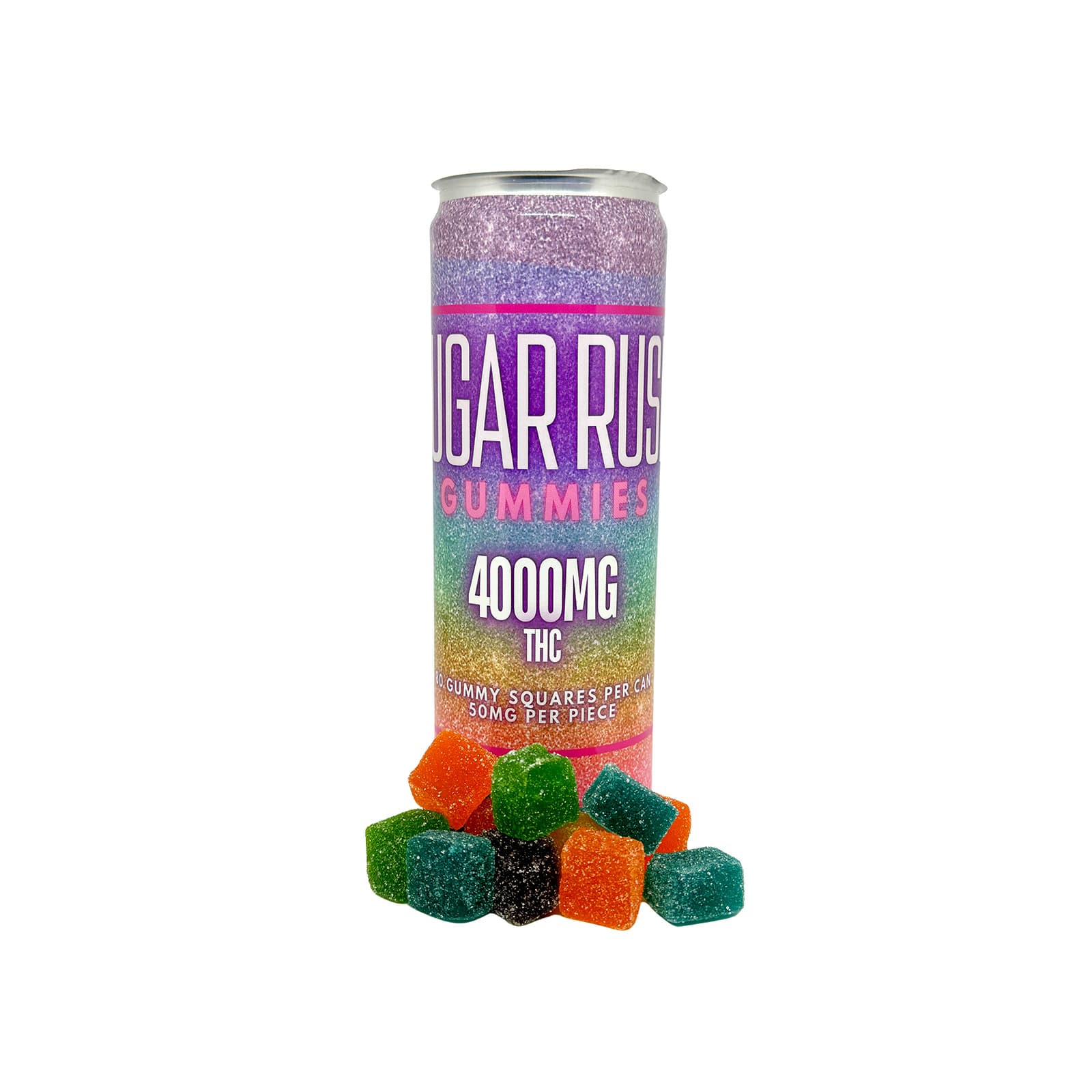 Sugar Rush Gummies 4000mg THC edible cannabis gummies colorful fruity flavored treats in packaging