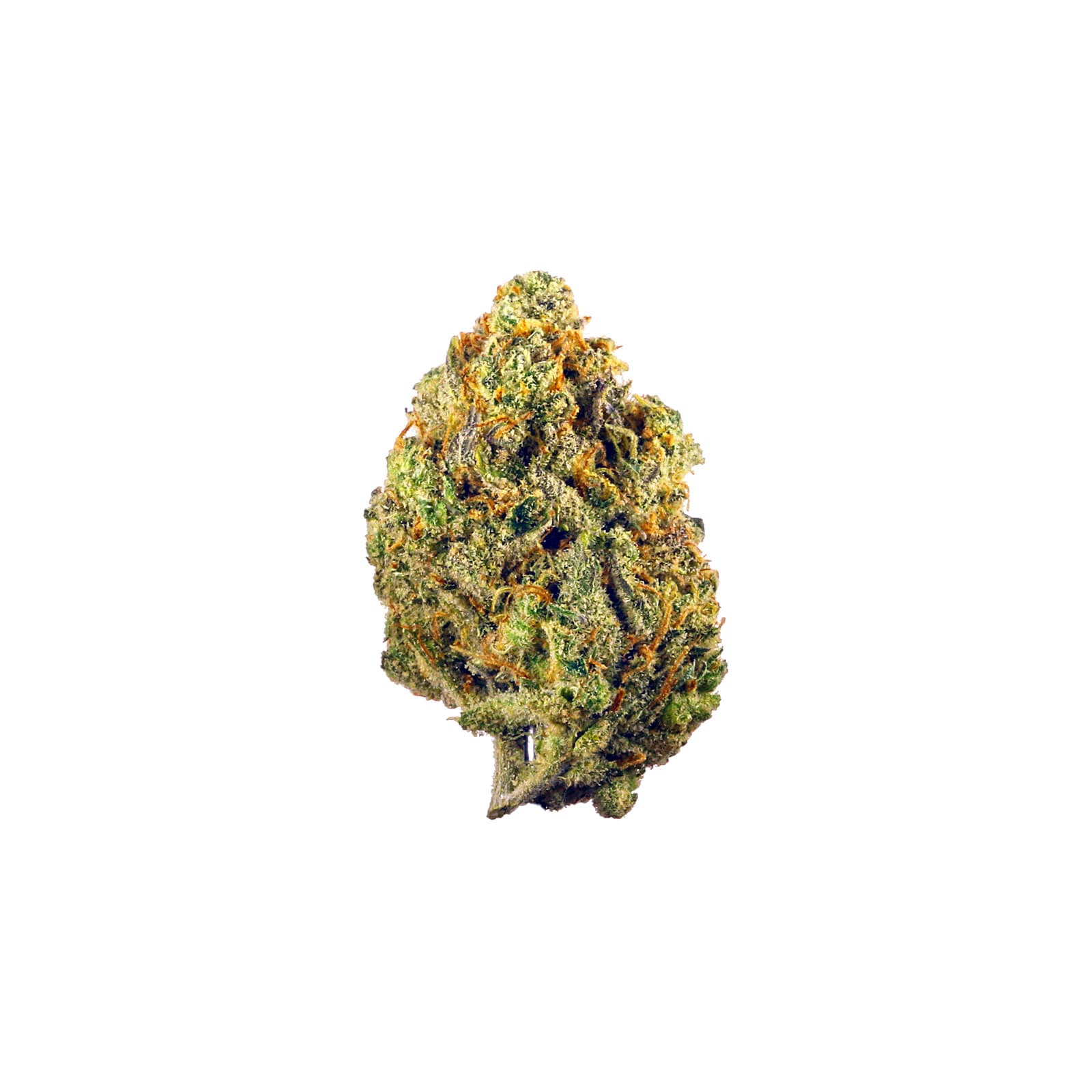 Super Lemon Haze cannabis flower, bright green buds with yellow trichomes, citrus sativa strain in an ounce bag