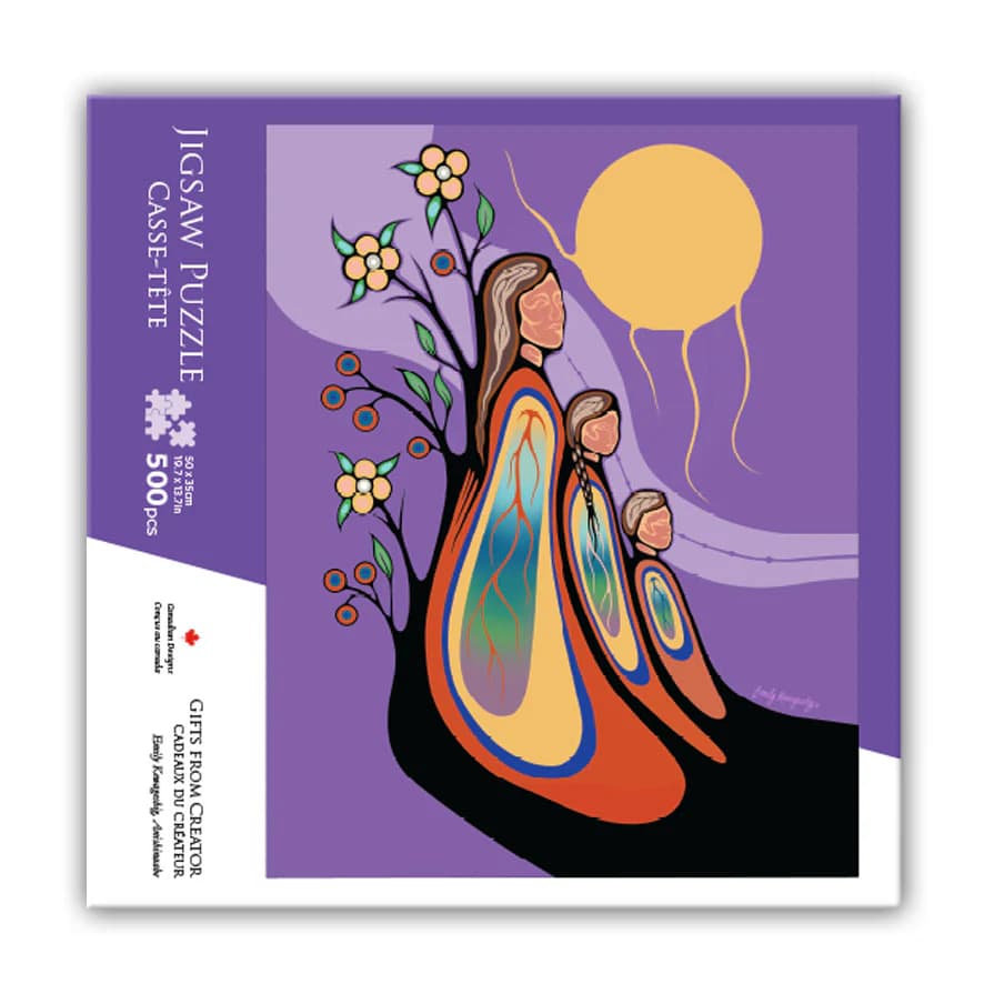 500-piece jigsaw puzzle featuring artwork by Emily Kewageshig from Puzzle Gifts Creator collection