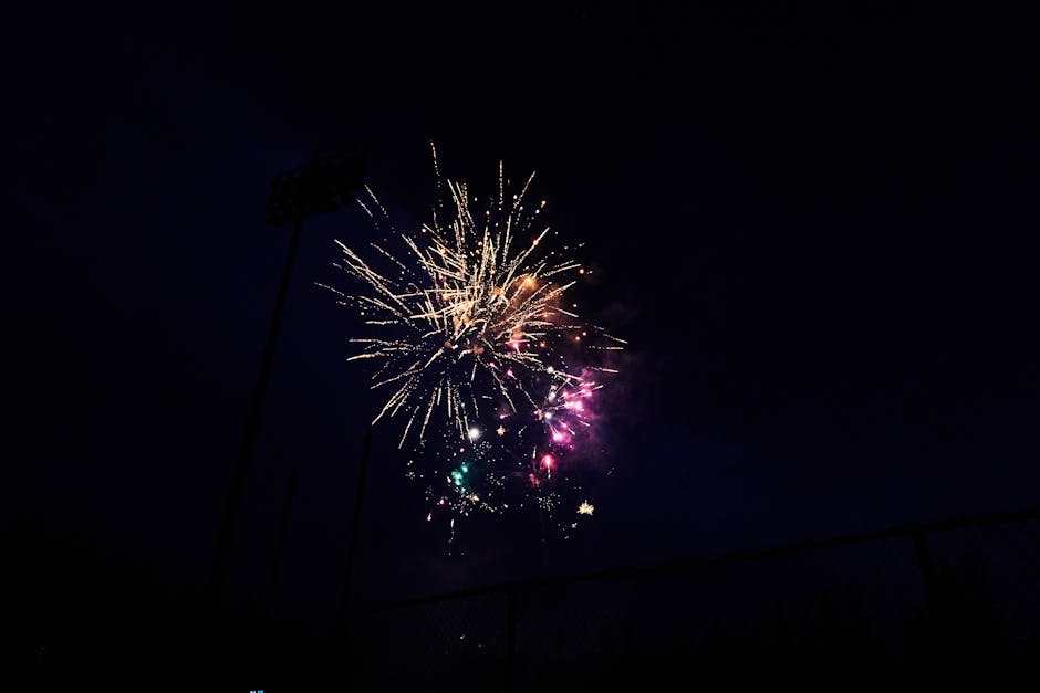 Colorful fireworks display illuminating the night sky during a festive celebration in Burnaby, BC, Canada.