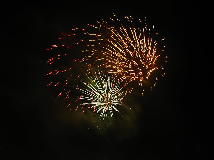 Vibrant fireworks explode in a dark sky, celebrating an occasion in Canada.